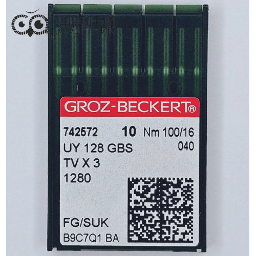 Иглы промышленные Groz-Beckert UYx128 GBS №100 SUK 10 шт. в Минске