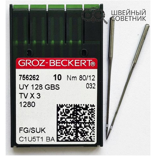 Иглы промышленные Groz-Beckert UYx128 GBS №80 SUK 10 шт. в Минске