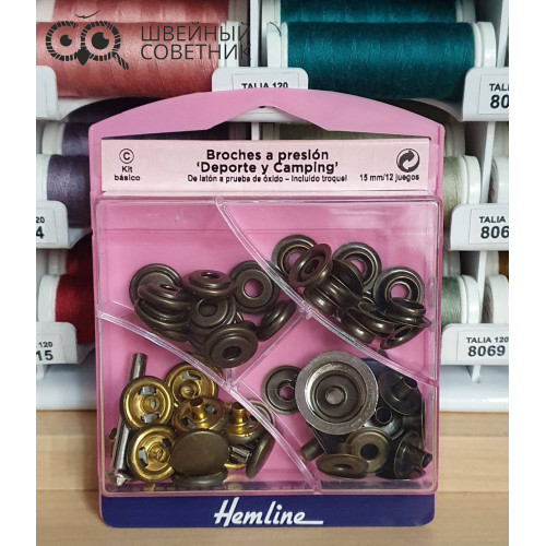 Набор кнопок, 15 мм. античная латунь 12 шт. Hemline H405S.A в Минске