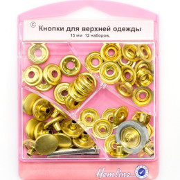 Набор кнопок, 15 мм. золотой 12 шт. Hemline H405S.G