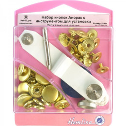 Кнопки Анорак, 15 мм. золотой 10 шт. Hemline H407G