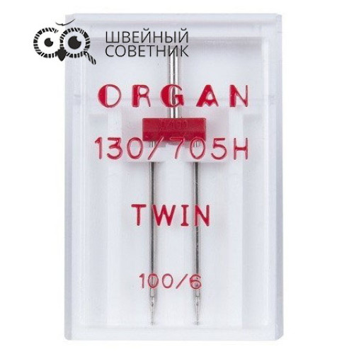 Игла Organ двойная универсальная 130/705H №100/6, 1 шт. в Минске