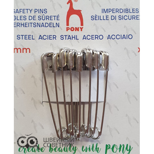 Булавки английские Pony 84403 никель, 38 мм (8 шт.) в Минске