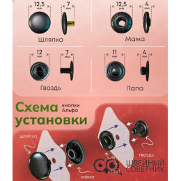 Кнопки Альфа 12,5 мм оксид, 720 шт.