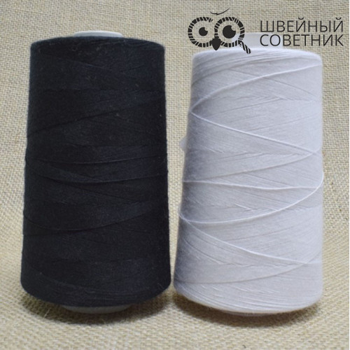 Нитки армированные Красная нить 70 ЛЛ, 2500 м цвет: белый, черный (1 шт.) в Минске