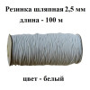 Резинка шляпная, 2,5 мм, белая, катушка 100 м в Минске