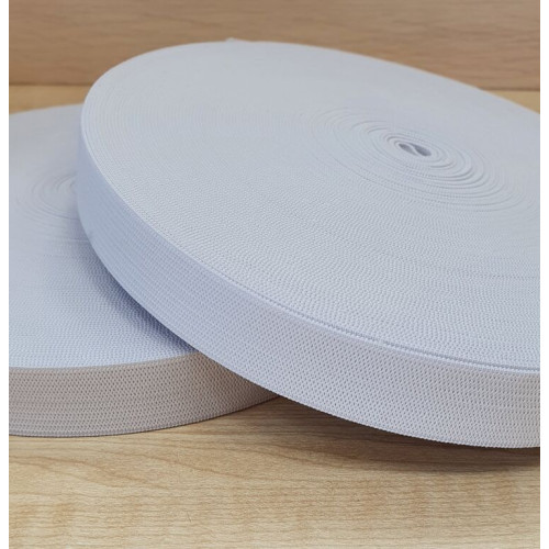 Резинка эластичная вязаная 25мм, белая, 50м в Минске