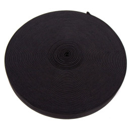 Резинка эластичная вязаная 25мм, черная, 50м